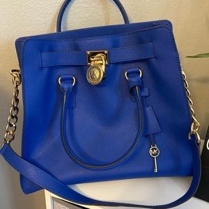 Authentic MK Hamilton-Colbolt Blue Leather Satchel